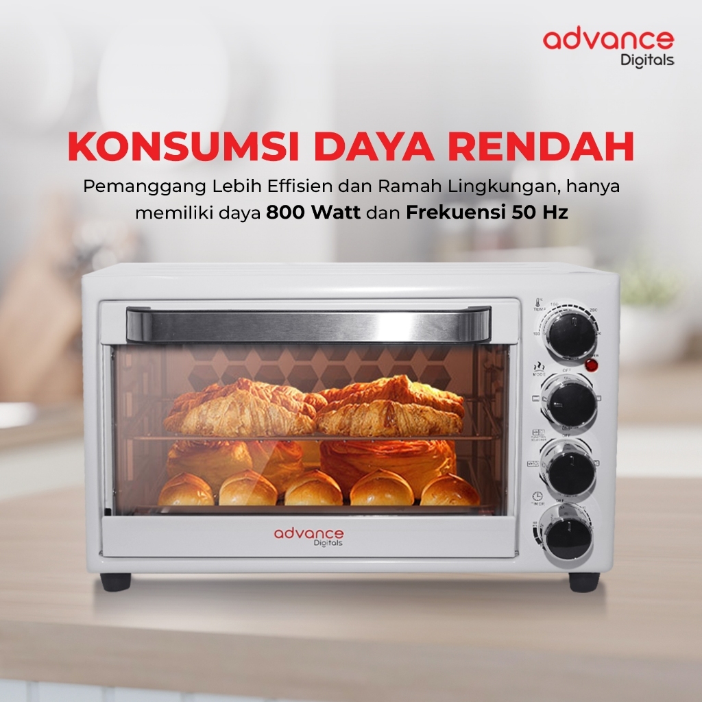 Advance Digitals Oven Listrik AOV500 33L 800 Watt Rotisserie 360° Garansi Resmi 1 Tahun