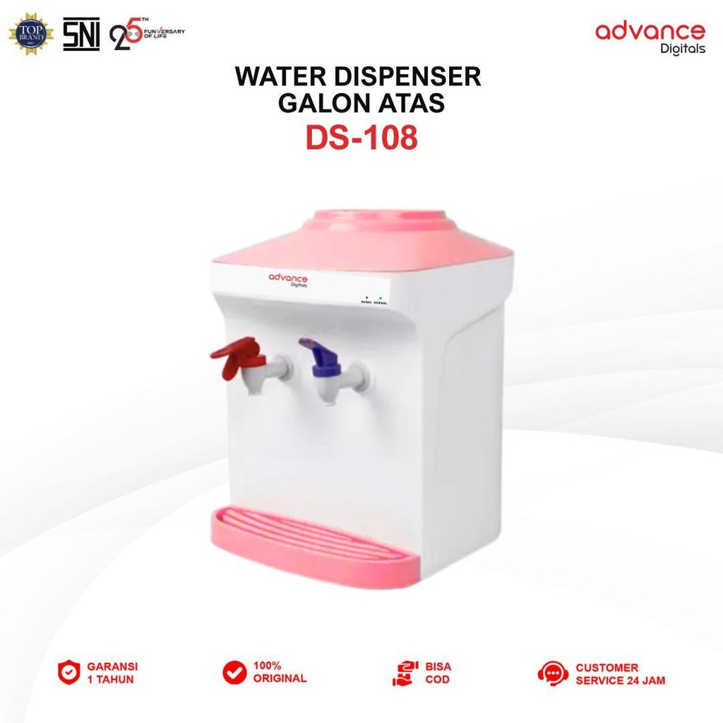 Advance Digitals Dispenser Galon Atas Advance DS-108 2in1 0.6 Liter Hot & Fresh Water Daya 350 Watt Garansi 1 Tahun