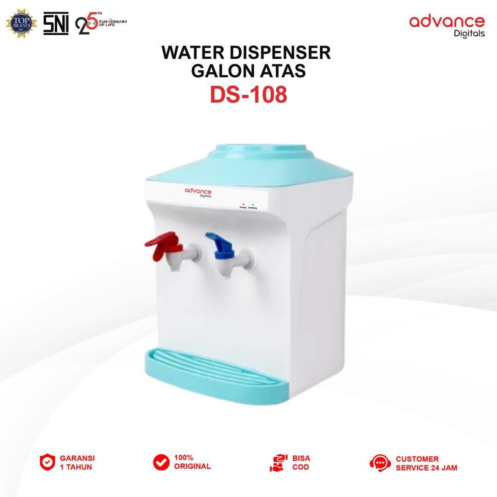 Advance Digitals Dispenser Galon Atas Advance DS-108 2in1 0.6 Liter Hot & Fresh Water Daya 350 Watt Garansi 1 Tahun
