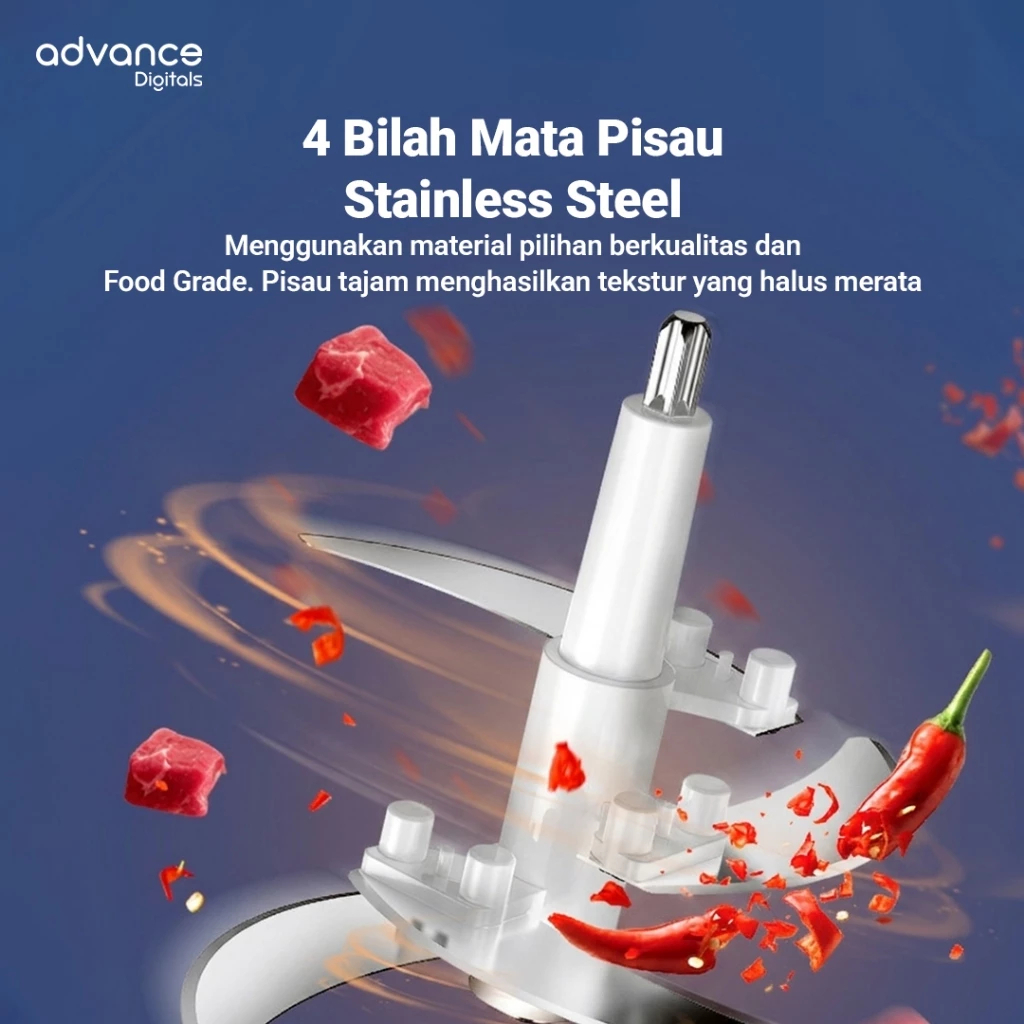 Advance Digitals CHOPPER CHP-12 Multifungsi Penghalus Bumbu, Daging dan Sayur ukuran 2Liter CHOPPER 350 Watt Garansi 12 Bulan