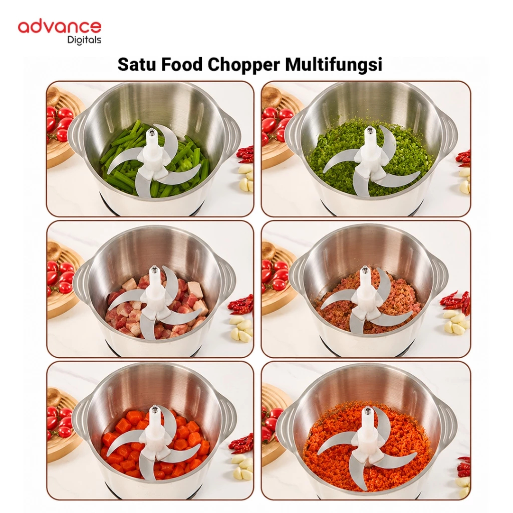 Advance Digitals CHOPPER CHP-12 Multifungsi Penghalus Bumbu, Daging dan Sayur ukuran 2Liter CHOPPER 350 Watt Garansi 12 Bulan