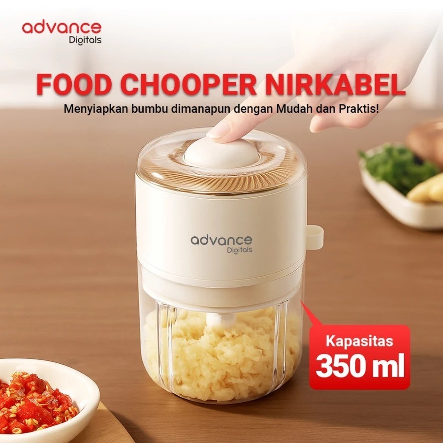 Advance Digitals CHP-03E Penggiling Daging Chopper Portable 4 Mata Pisau Stainless 1200 mAh Garansi Resmi 1 Tahun