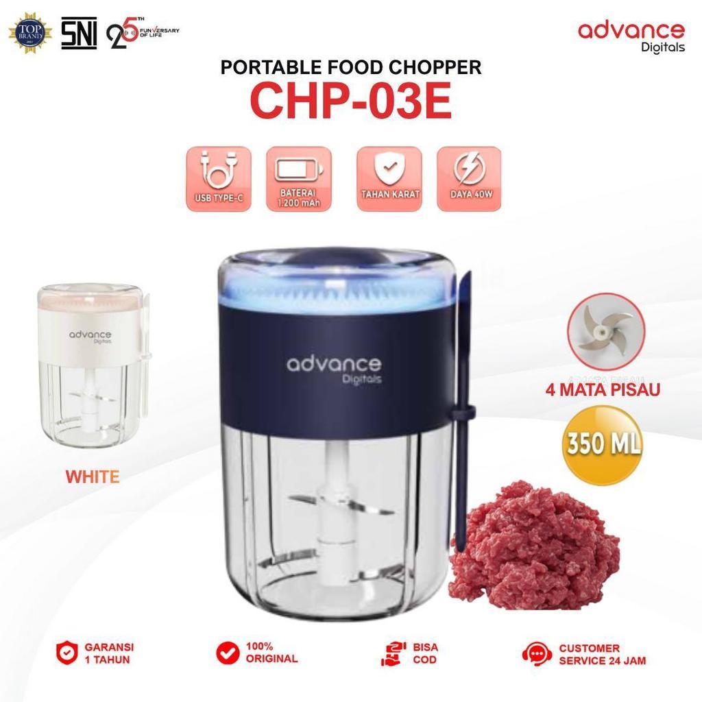 Advance Digitals CHP-03E Penggiling Daging Chopper Portable 4 Mata Pisau Stainless 1200 mAh Garansi Resmi 1 Tahun