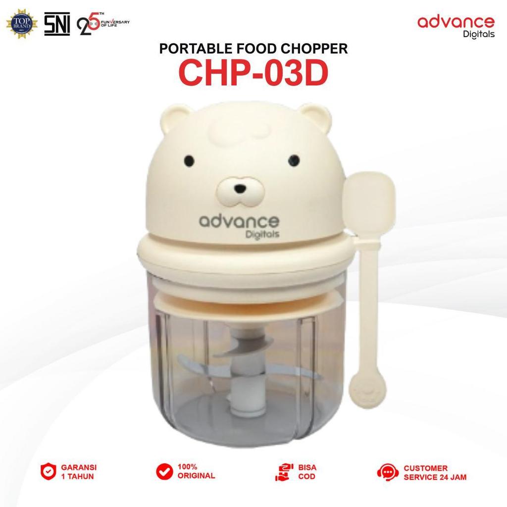 Advance Digitals CHP-03D Penggiling Daging Chopper Portable 4 Mata Pisau Stainless Garansi Resmi 1 Tahun