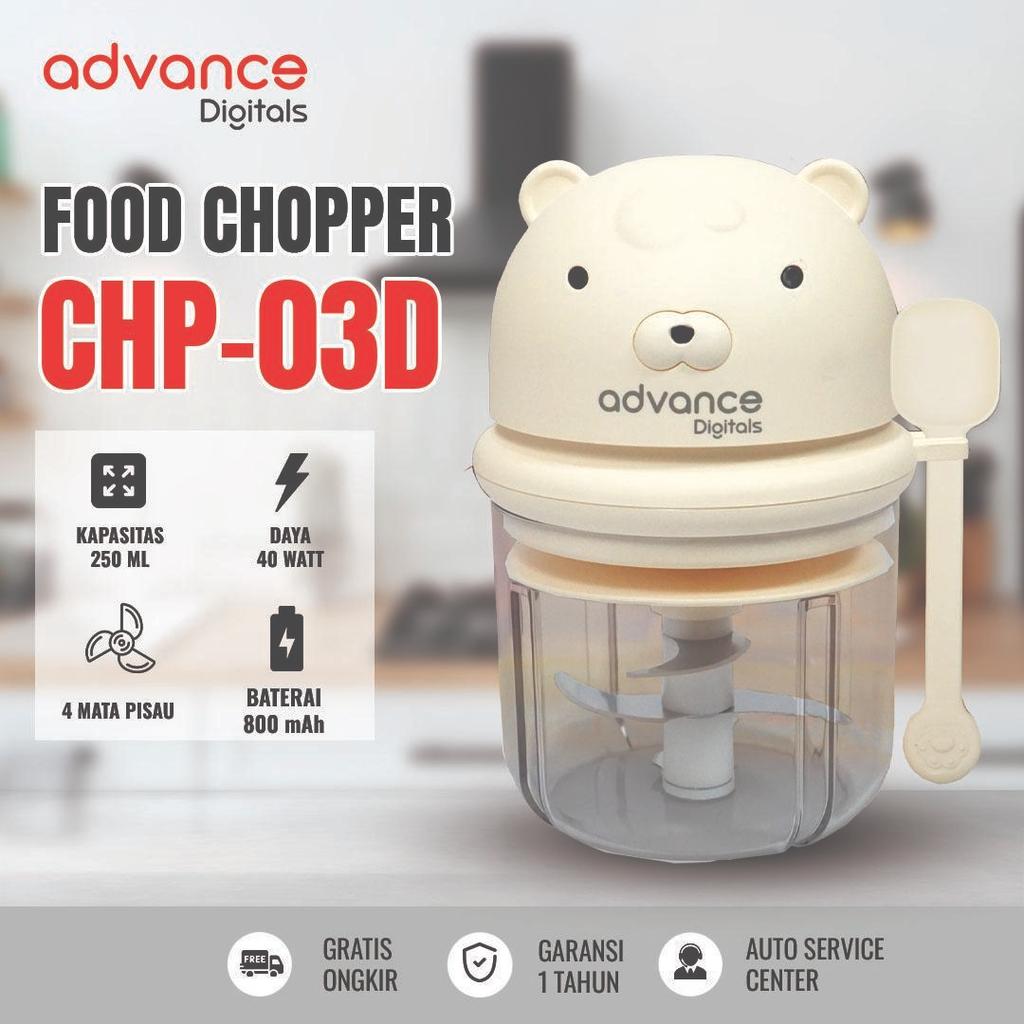 Advance Digitals CHP-03D Penggiling Daging Chopper Portable 4 Mata Pisau Stainless Garansi Resmi 1 Tahun
