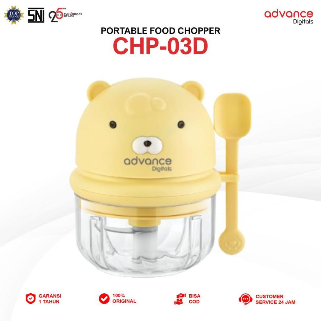 Advance Digitals CHP-03D Penggiling Daging Chopper Portable 4 Mata Pisau Stainless Garansi Resmi 1 Tahun