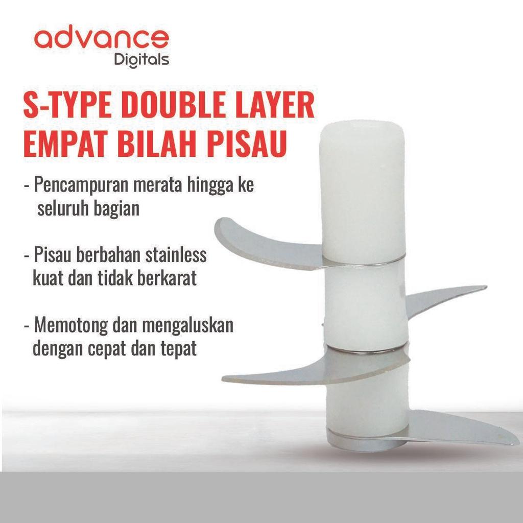 Advance Digitals CHP-03D Penggiling Daging Chopper Portable 4 Mata Pisau Stainless Garansi Resmi 1 Tahun