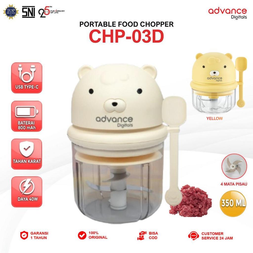 Advance Digitals CHP-03D Penggiling Daging Chopper Portable 4 Mata Pisau Stainless Garansi Resmi 1 Tahun