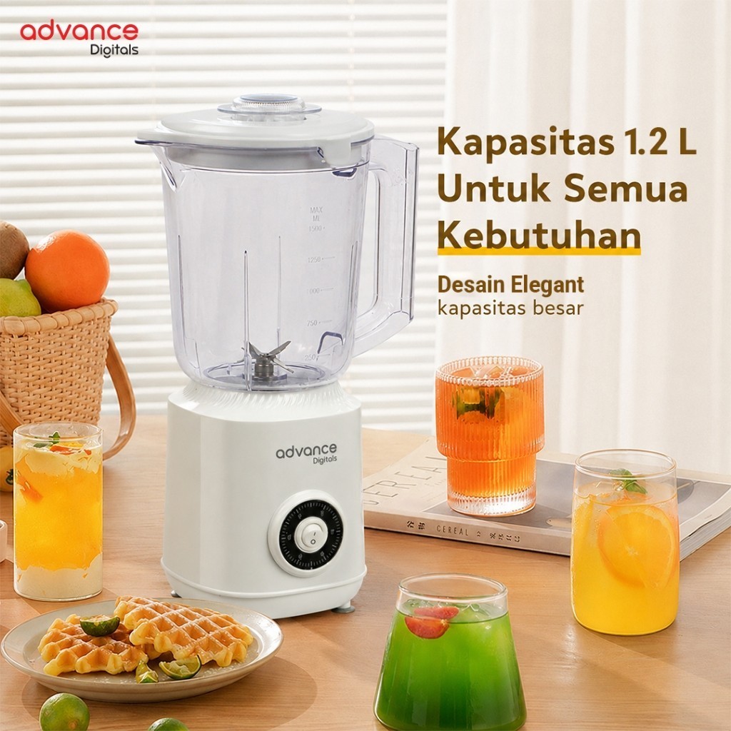 Advance Digitals BL-08 Blender Listrik 1.200ml 8 Mata Pisau Safety System Lock Daya 400 Watt Garansi 1 Tahun