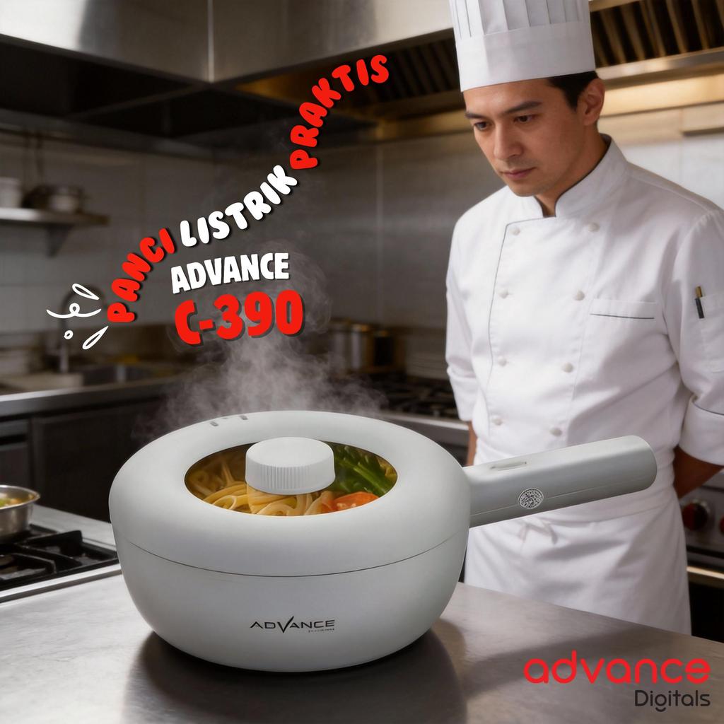 Advance Digitals C-390 Panci Listrik Serbaguna 600 Watt Ukuran 20 cm Garansi Resmi 1 Tahun
