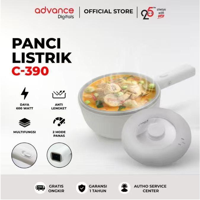 Advance Digitals C-390 Panci Listrik Serbaguna 600 Watt Ukuran 20 cm Garansi Resmi 1 Tahun