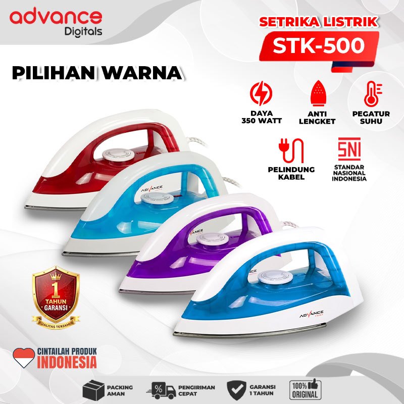 Advance Digitals Setrika Listrik Electric Iron Anti Lengket Hemat Daya 350 Watt STK-500