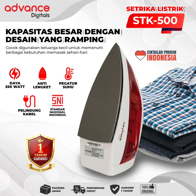 Advance Digitals Setrika Listrik Electric Iron Anti Lengket Hemat Daya 350 Watt STK-500
