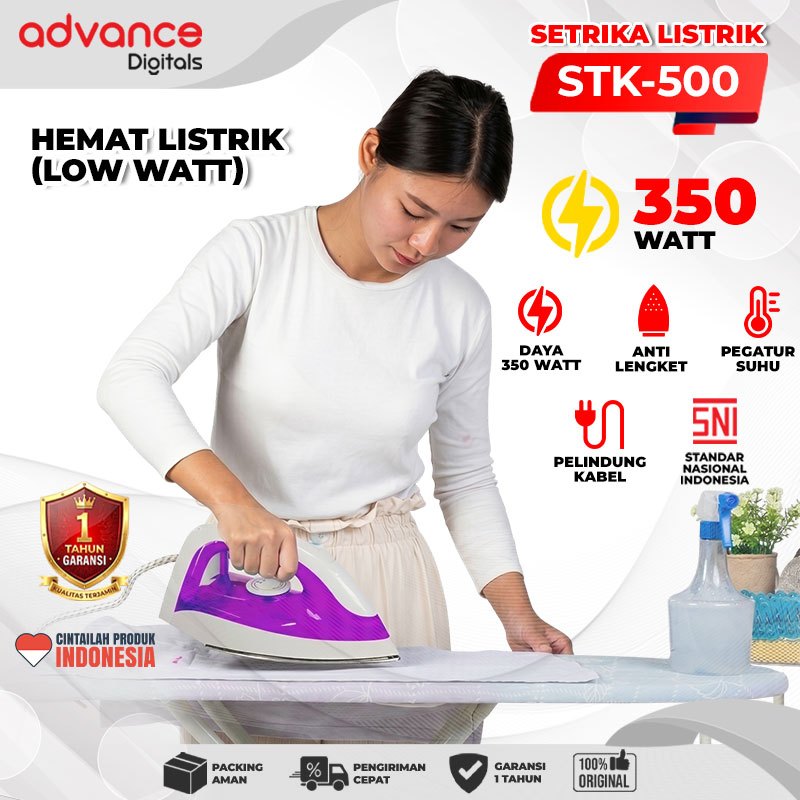 Advance Digitals Setrika Listrik Electric Iron Anti Lengket Hemat Daya 350 Watt STK-500