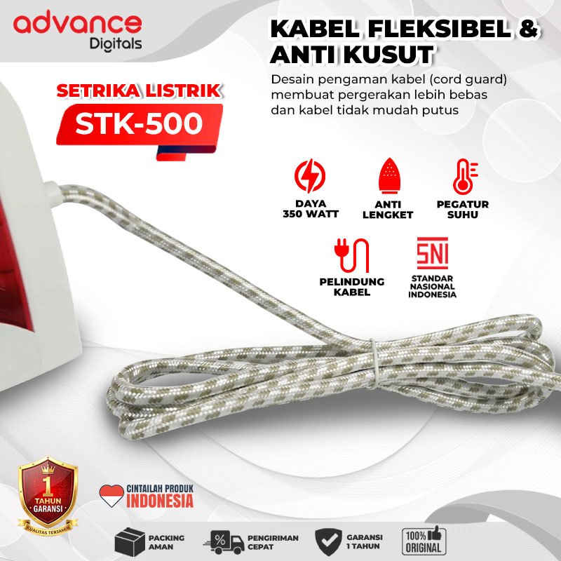 Advance Digitals Setrika Listrik Electric Iron Anti Lengket Hemat Daya 350 Watt STK-500