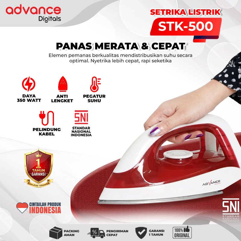 Advance Digitals Setrika Listrik Electric Iron Anti Lengket Hemat Daya 350 Watt STK-500