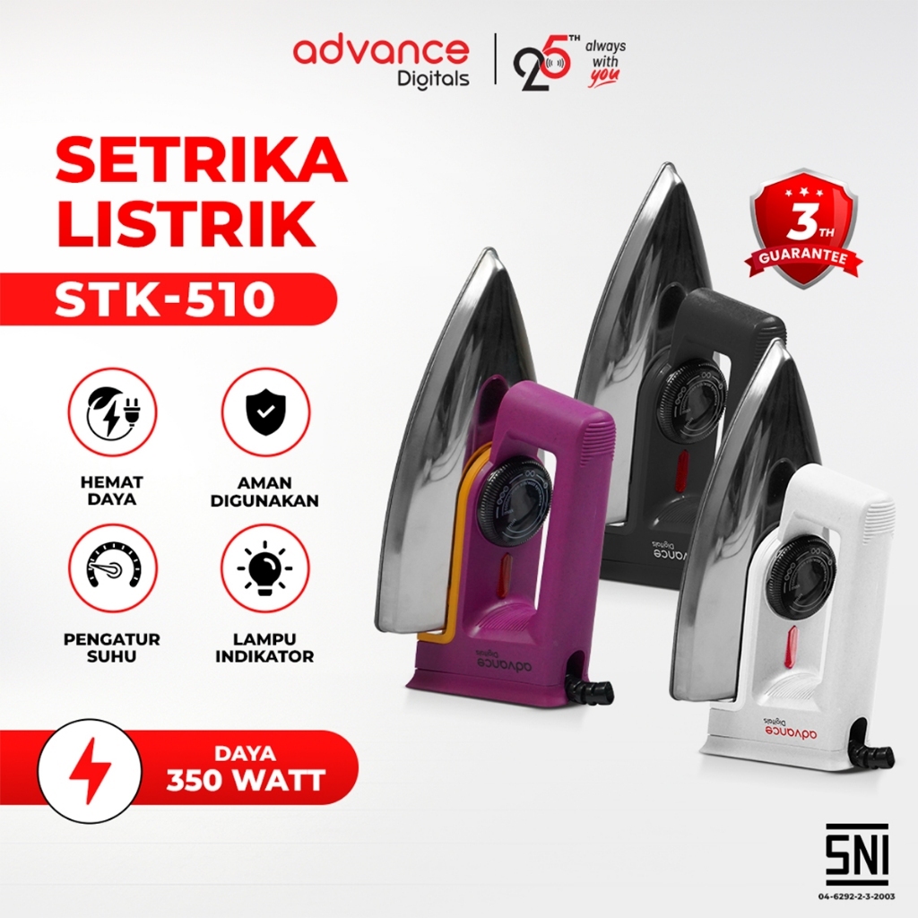 Advance Digitals Setrika Listrik Dry Iron STK-510 Anti Lengket Garansi 1 Tahun