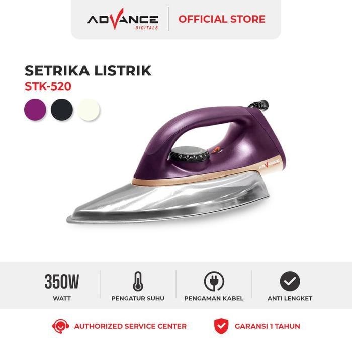 Advance Digitals STK-520 Setrika Listrik (Dry Iron) Anti Lengket 350 Watt Hemat Listrik Garansi Resmi