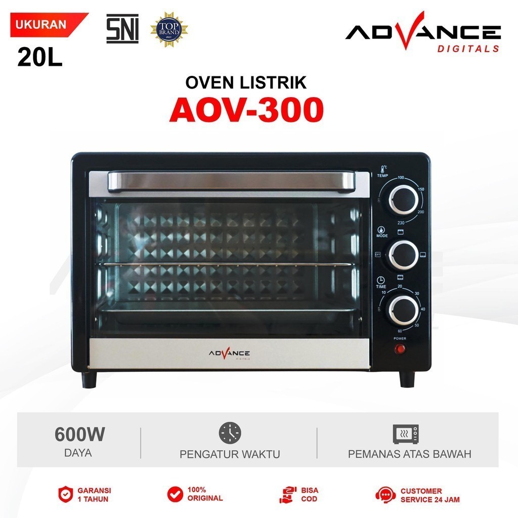 Advance Digitals Oven Listrik Serbaguna AOV 300 750W 20L Garansi Resmi 1 Tahun