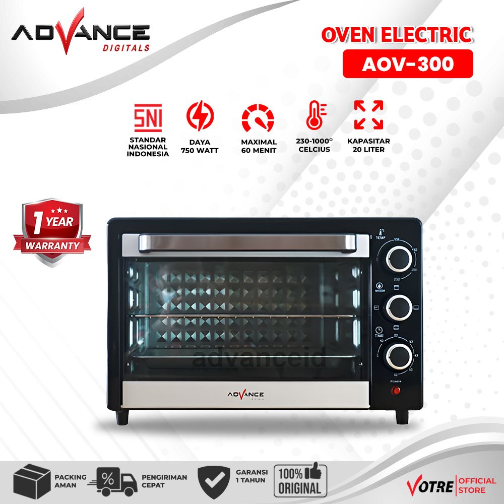 Advance Digitals Oven Listrik Serbaguna AOV 300 750W 20L Garansi Resmi 1 Tahun