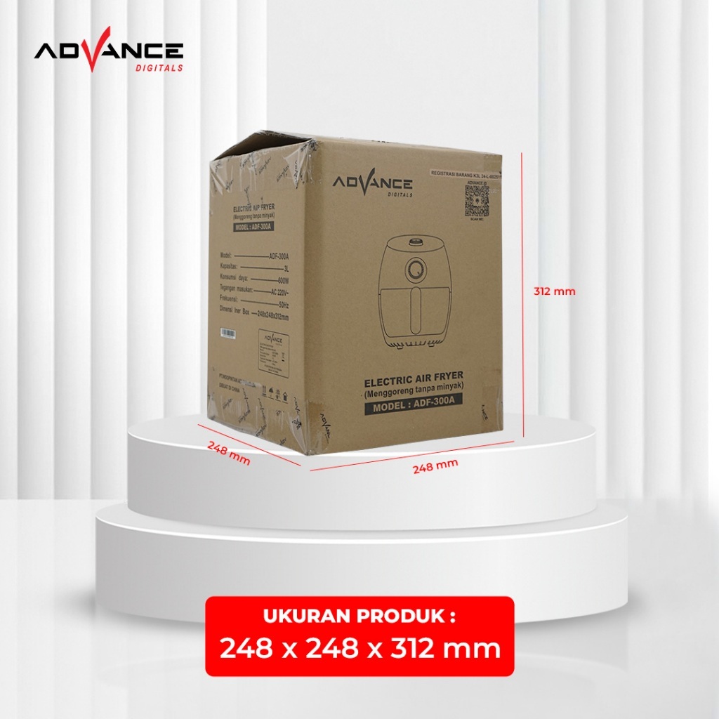 Advance Air Fryer ADF-30A Air Fryer Hemat Listrik Menggoreng Tanpa Minyak Kapasitas 3 Liter Garansi Resmi 1 Tahun