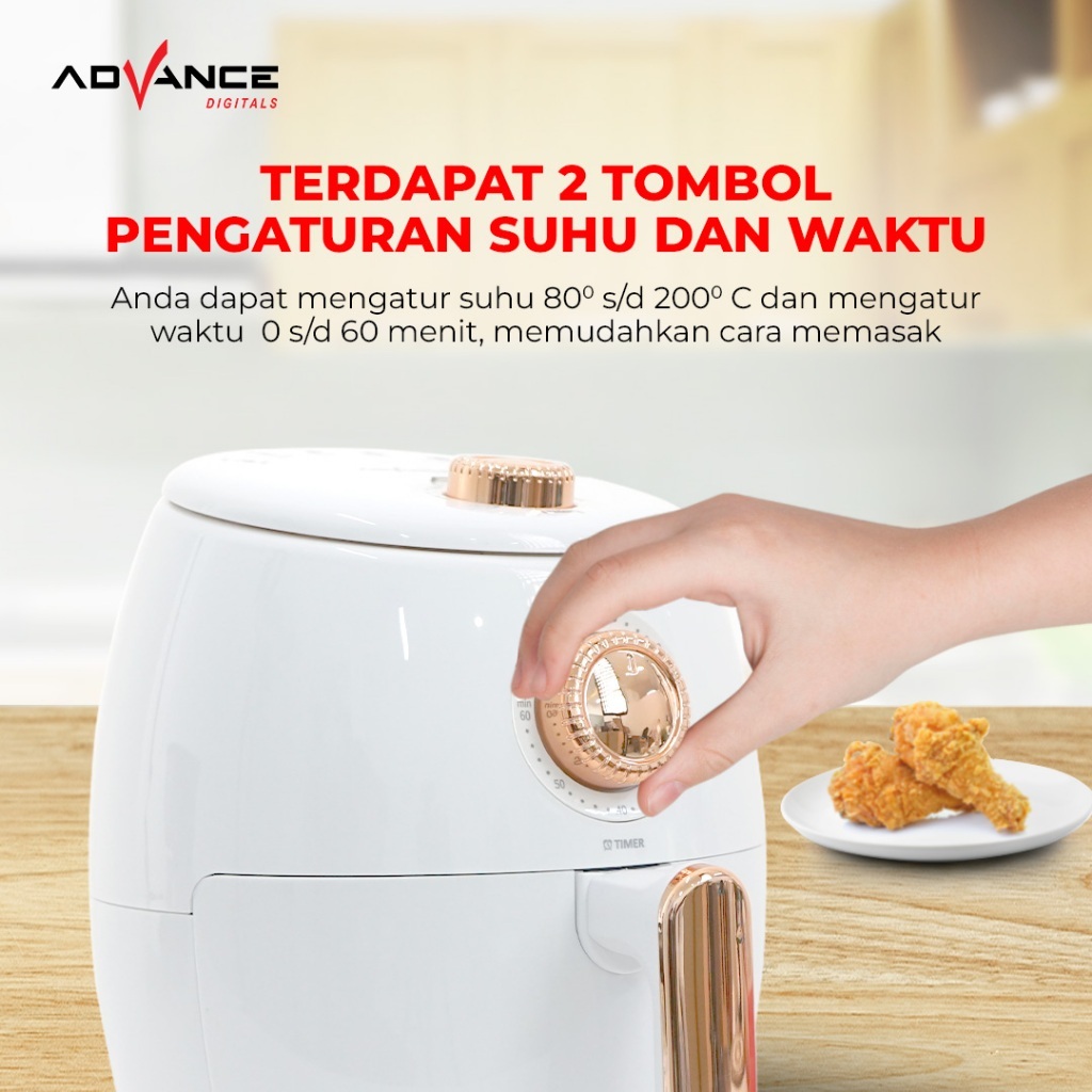 Advance Air Fryer ADF-30A Air Fryer Hemat Listrik Menggoreng Tanpa Minyak Kapasitas 3 Liter Garansi Resmi 1 Tahun