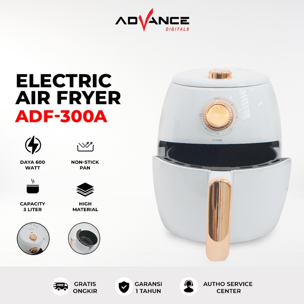 Advance Air Fryer ADF-30A Air Fryer Hemat Listrik Menggoreng Tanpa Minyak Kapasitas 3 Liter Garansi Resmi 1 Tahun