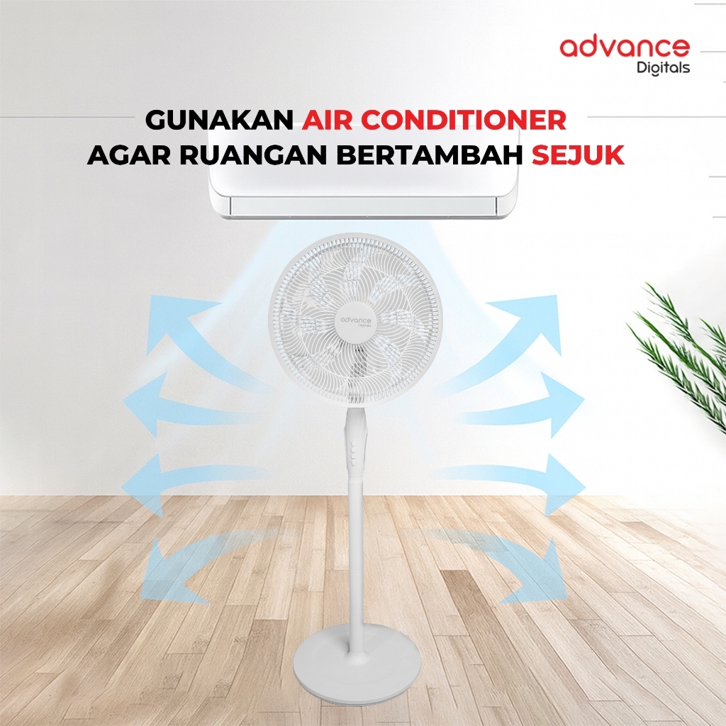 Advance Digitals SF-1666 Kipas Angin Berdiri / Stand Fan 16" 8 Baling baling Kipas Aesthetic Garansi 1 Tahun