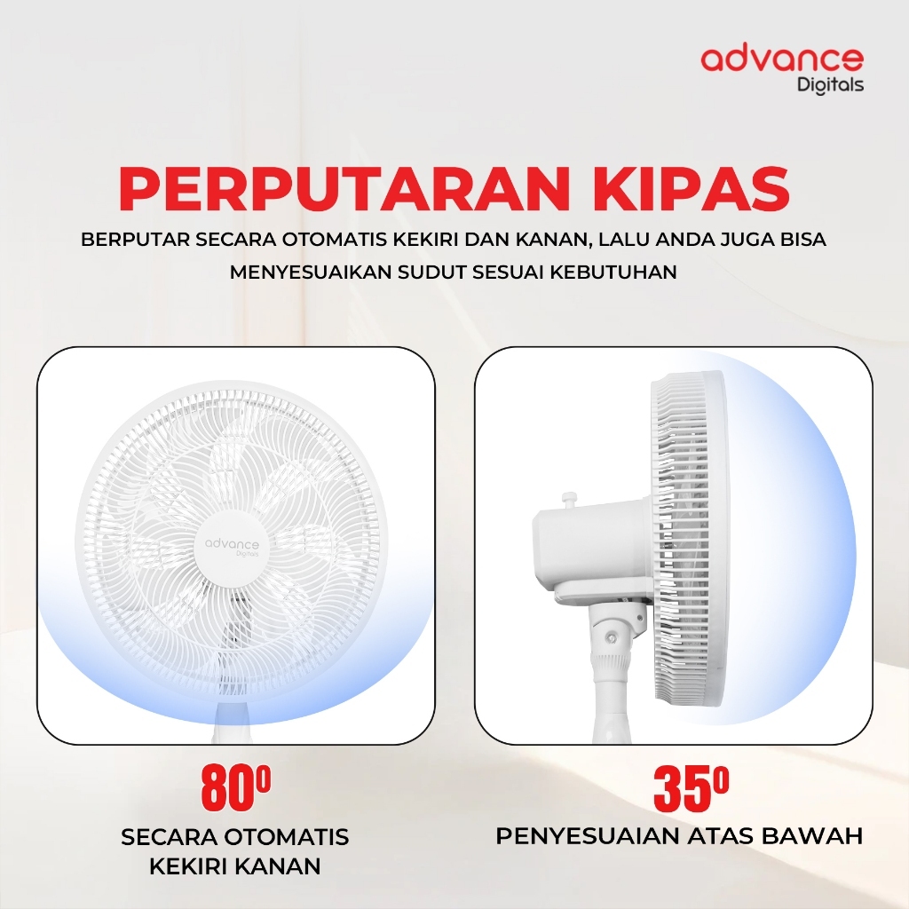 Advance Digitals SF-1666 Kipas Angin Berdiri / Stand Fan 16" 8 Baling baling Kipas Aesthetic Garansi 1 Tahun