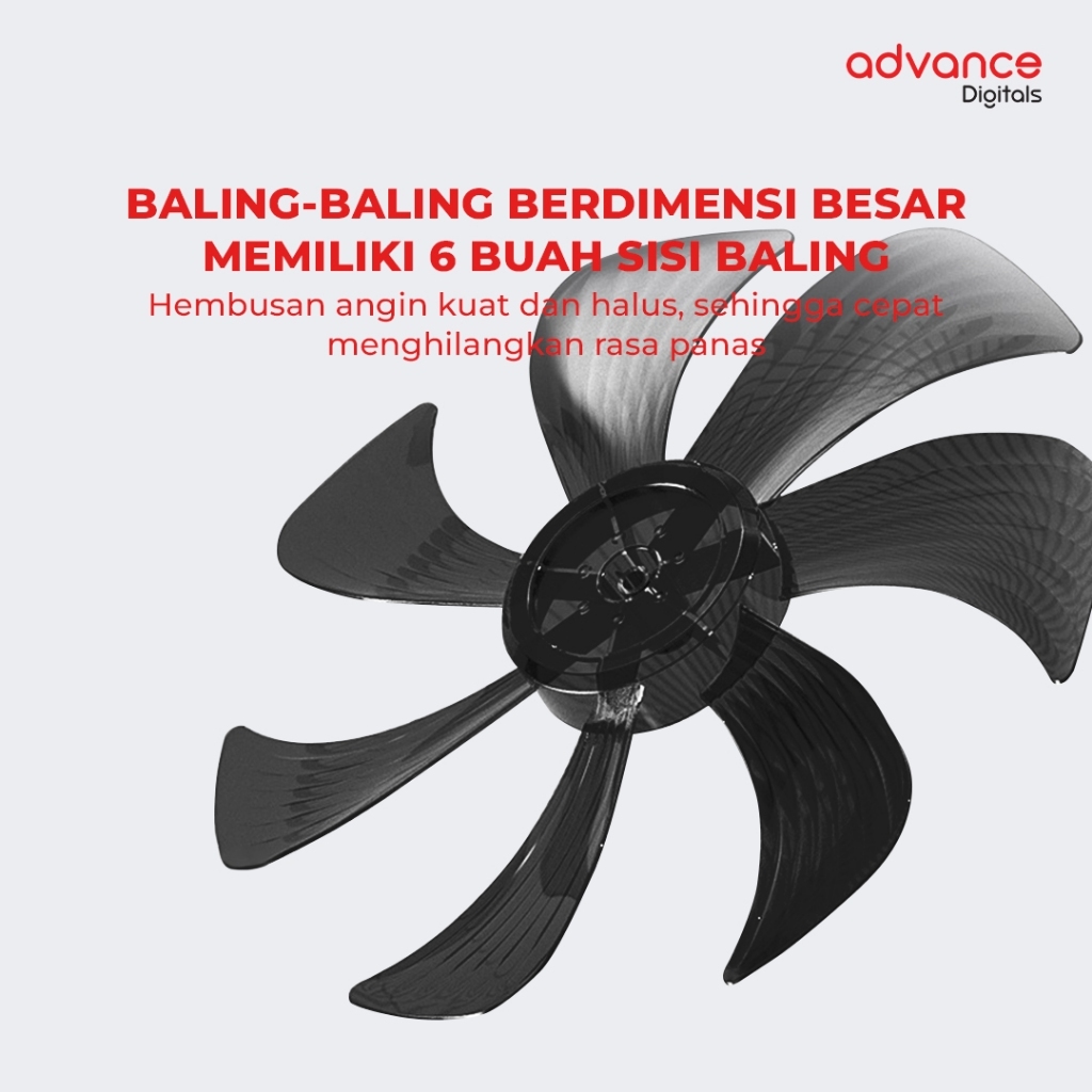 Advance Digitals SF-1632 Kipas Angin 16" Dengan 5 Baling-Baling Garansi Resmi 1 Tahun