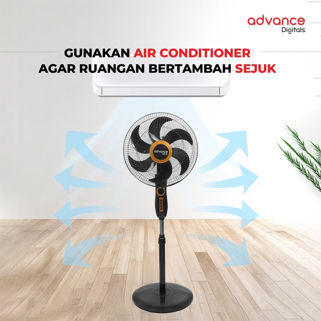 Advance Digitals SF-1632 Kipas Angin 16" Dengan 5 Baling-Baling Garansi Resmi 1 Tahun