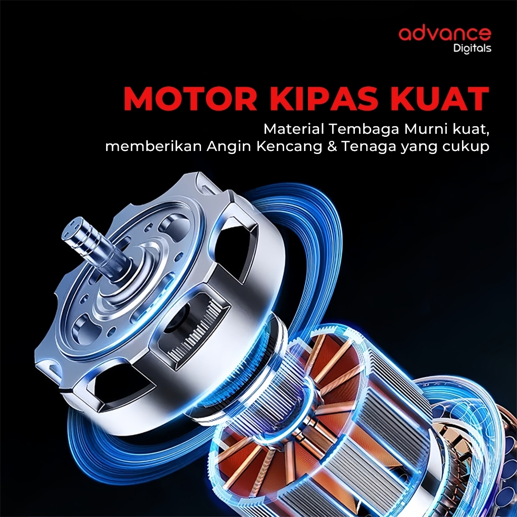 Advance Digitals SF-1632 Kipas Angin 16" Dengan 5 Baling-Baling Garansi Resmi 1 Tahun
