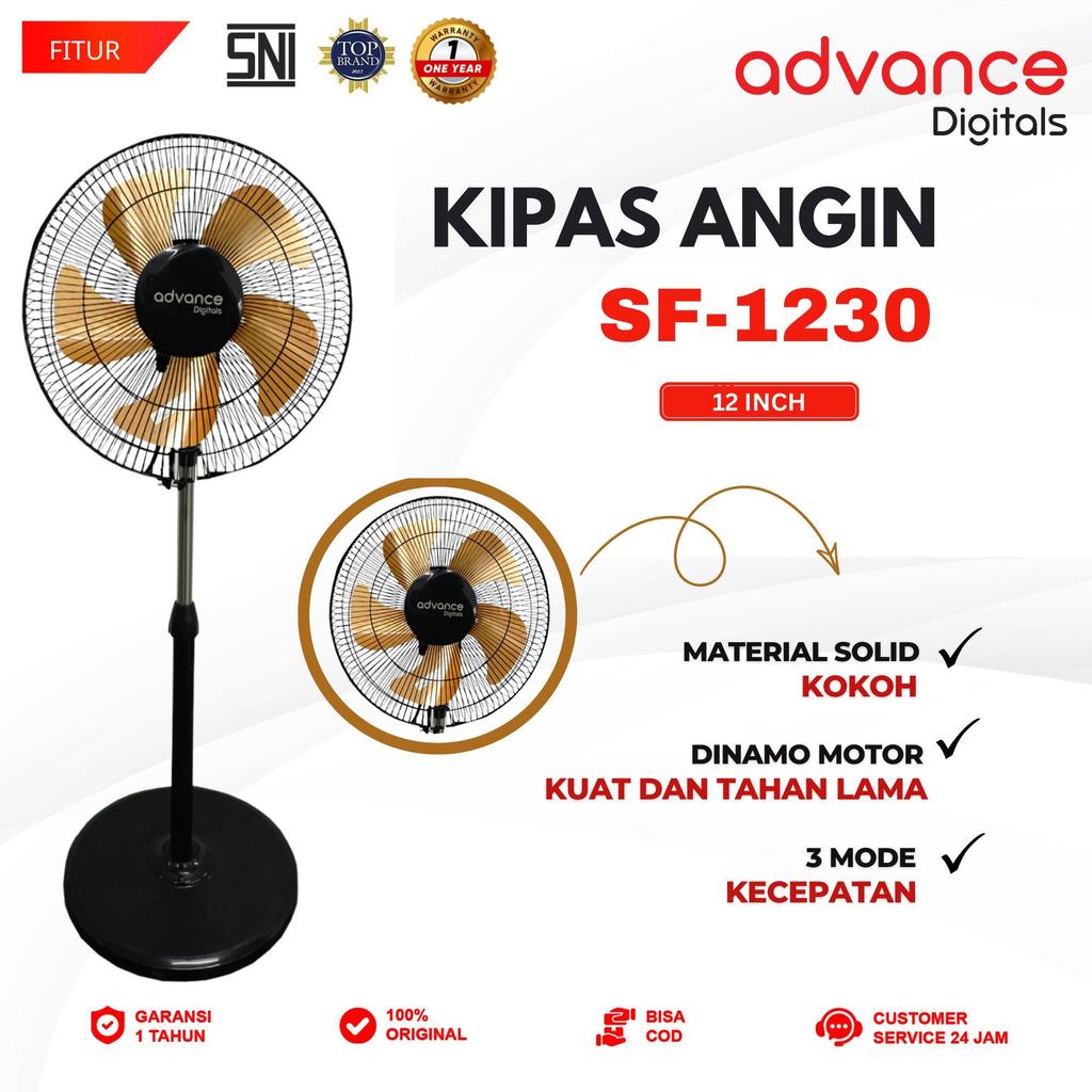 Advance Digitals SF-1230 Kipas Angin 12" 5 Baling-Baling Hemat Daya 1 Tahun Garansi Resmi