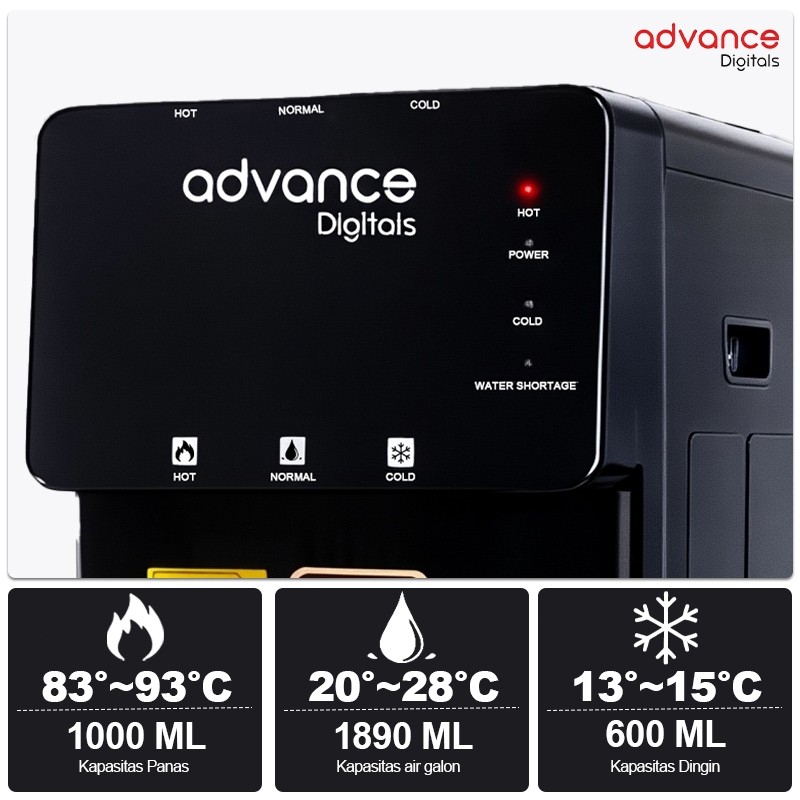 Advance Digitals DS-4118 Water Dispenser Air Galon Bawah 3in1 Hot Cool Fresh Daya 450 Watt Garansi Resmi 1 Tahun