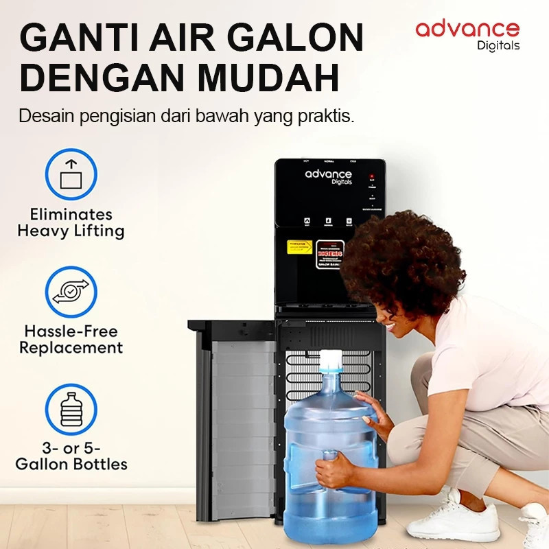 Advance Digitals DS-4118 Water Dispenser Air Galon Bawah 3in1 Hot Cool Fresh Daya 450 Watt Garansi Resmi 1 Tahun