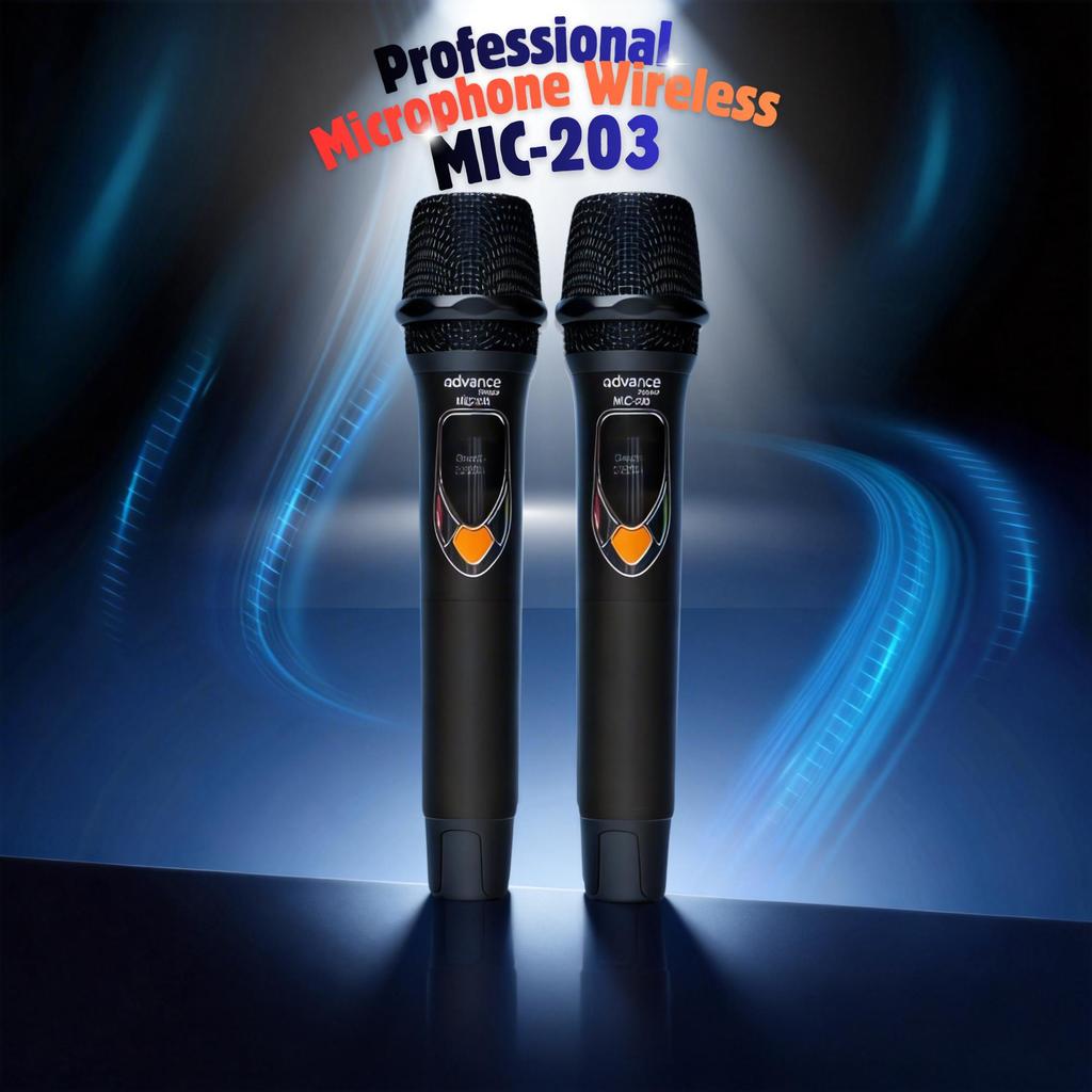 Advance Digitals Mic-203 Mikrofon Tanpa Kabel Isi 2 Mic Wireless Mic Volume Baterai 600mAh Garansi 12 Bulan