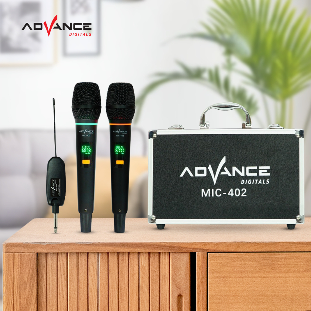 Advance Digitals MIC-402 Mic Double UHF Box Mic Alumunium Recharger Garansi Resmi 1 Tahun
