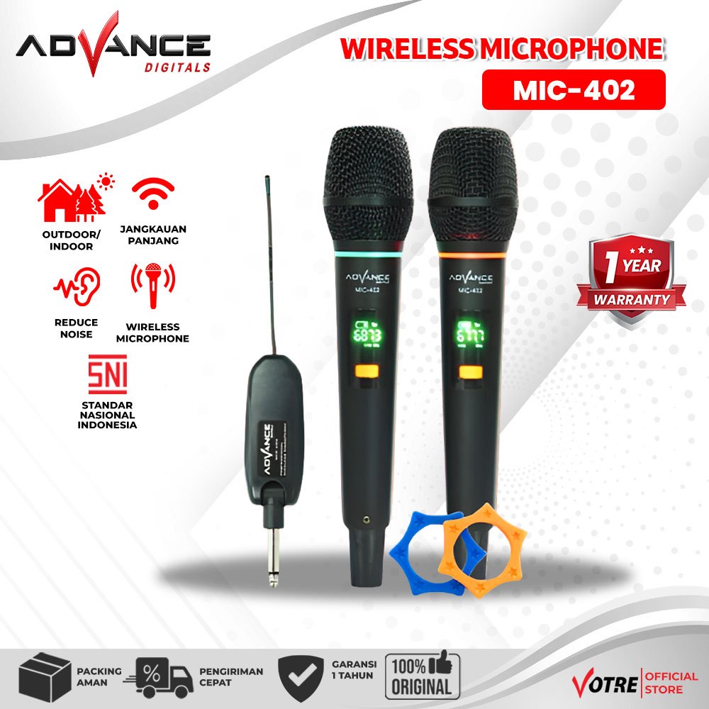 Advance Digitals MIC-402 Mic Double UHF Box Mic Alumunium Recharger Garansi Resmi 1 Tahun