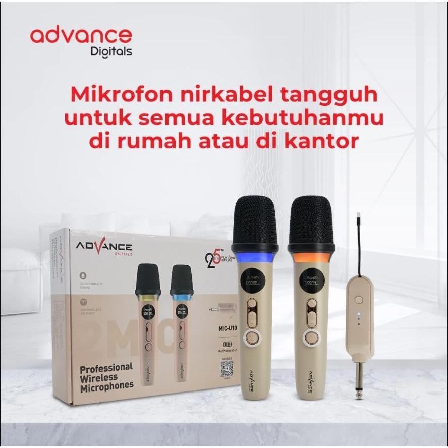Advance Digitals Mic-U10 Wireless Microphone Dual RGB Microphone Garansi Resmi 1 Tahun Mic Lucu Mic Soundcard