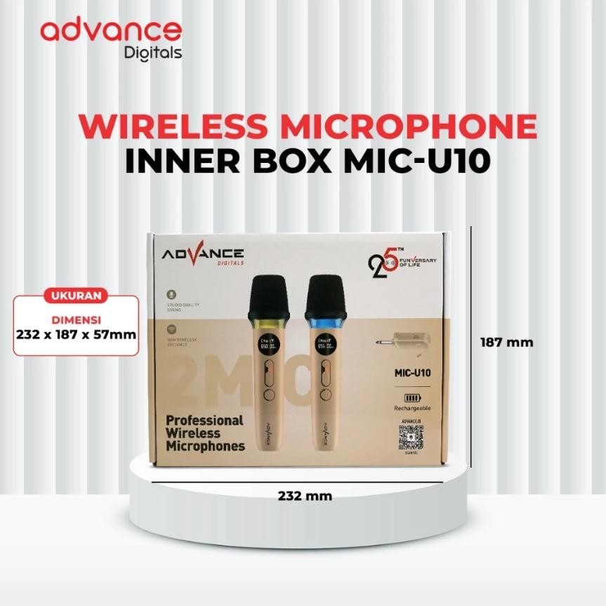 Advance Digitals Mic-U10 Wireless Microphone Dual RGB Microphone Garansi Resmi 1 Tahun Mic Lucu Mic Soundcard
