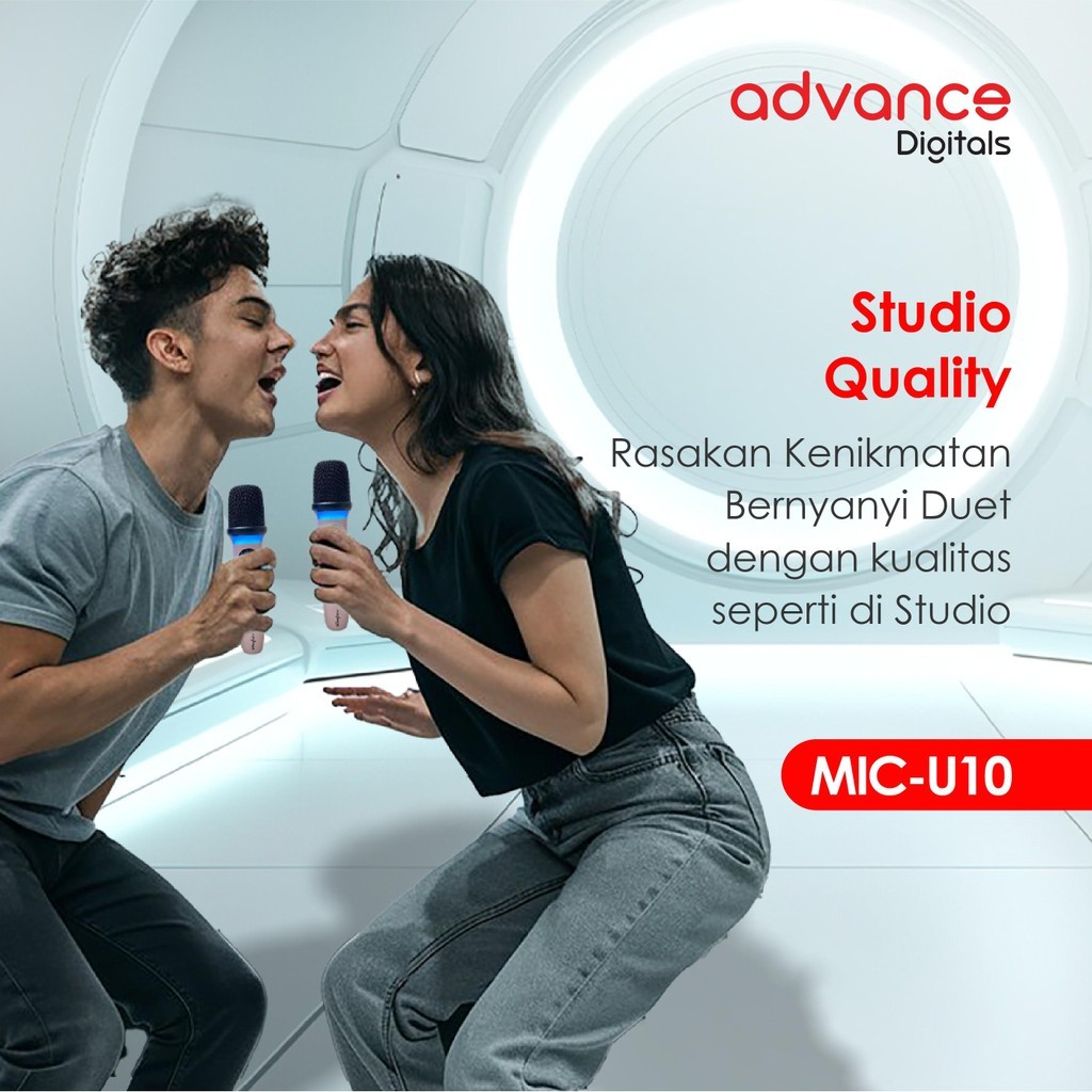 Advance Digitals Mic-U10 Wireless Microphone Dual RGB Microphone Garansi Resmi 1 Tahun Mic Lucu Mic Soundcard