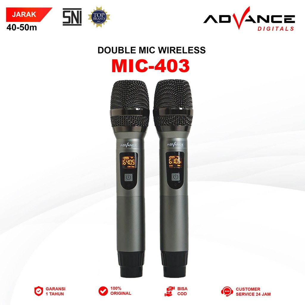 Advance Digitals MIC-403 Mic Double UHF Box Mic Alumunium Recharger Garansi Resmi 1 Tahun