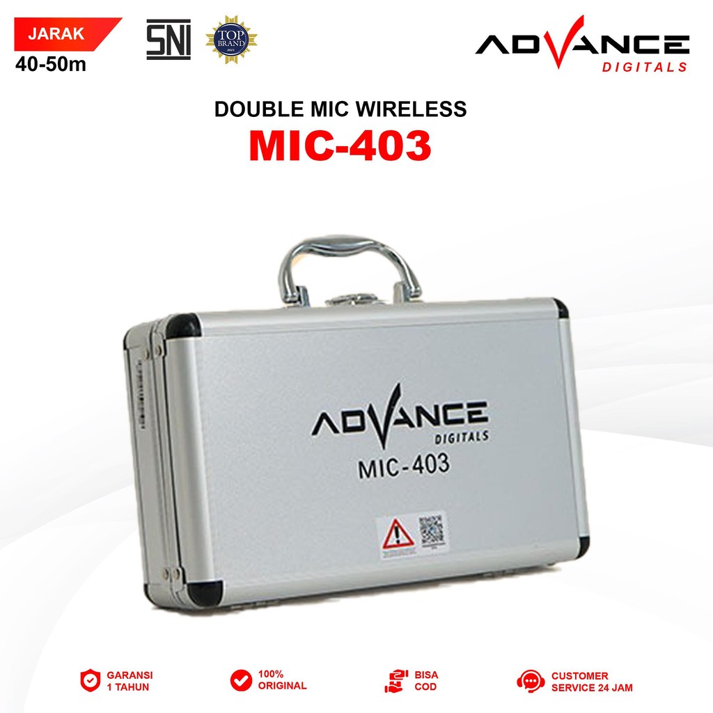 Advance Digitals MIC-403 Mic Double UHF Box Mic Alumunium Recharger Garansi Resmi 1 Tahun