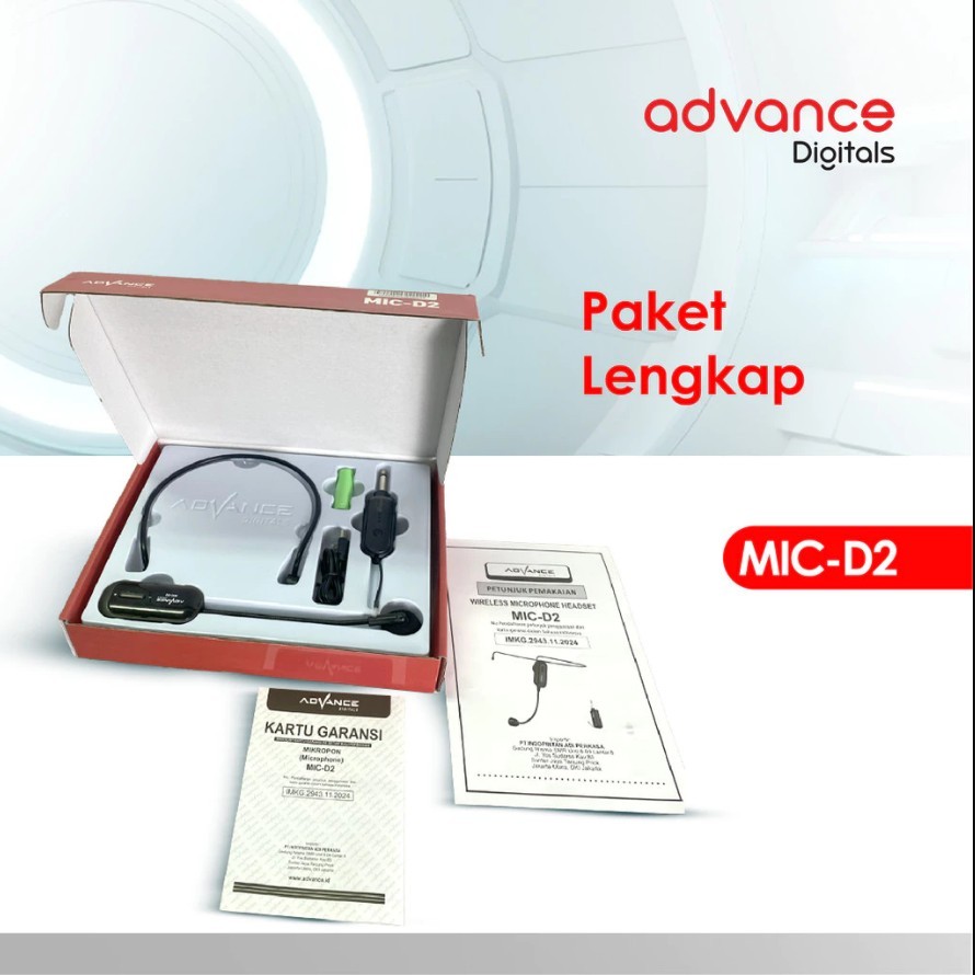 Advance Digitals MIC-D2  LED  Mic Wireless Mikrofon Clip On Garansi Resmi 1 Tahun Microphone
