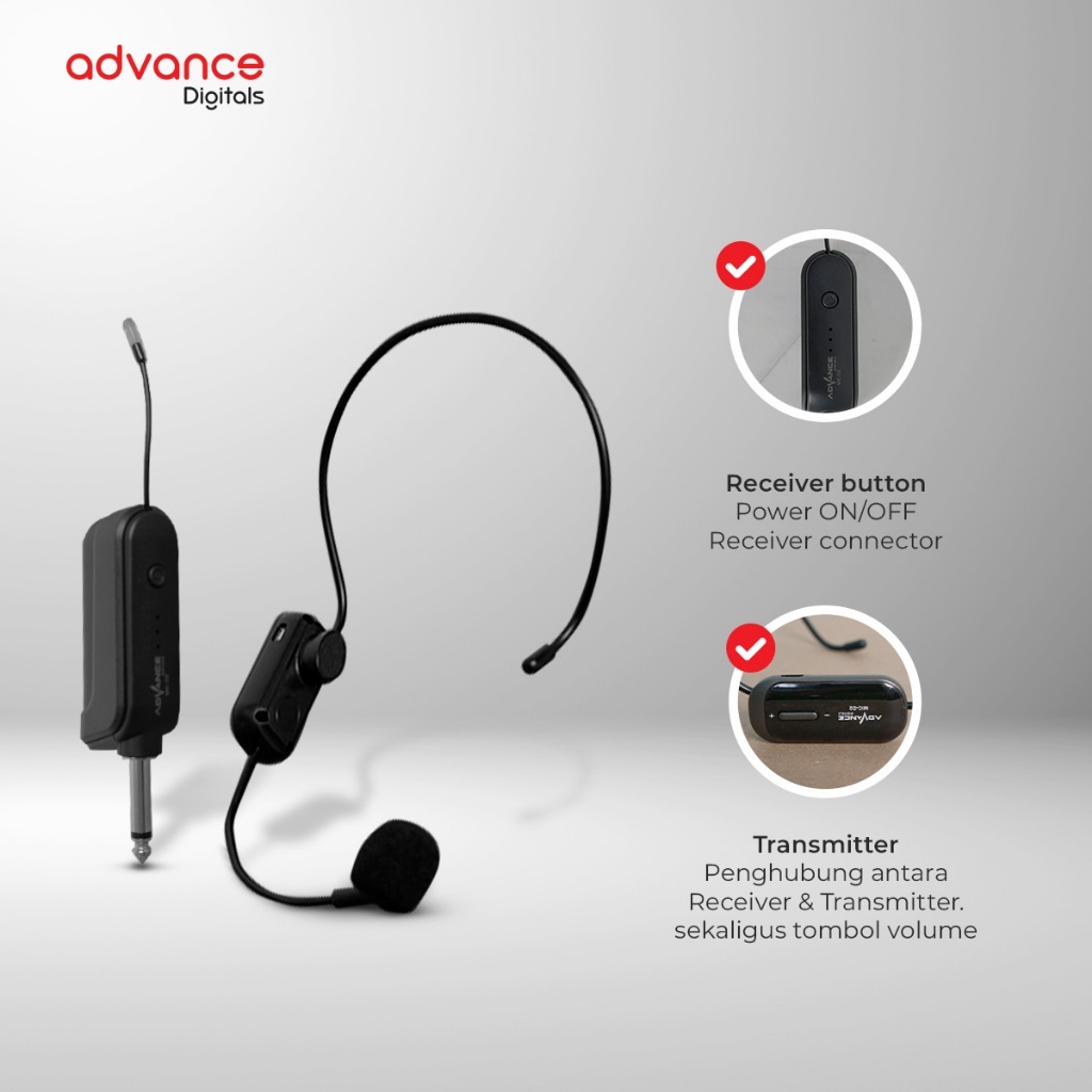 Advance Digitals MIC-D2  LED  Mic Wireless Mikrofon Clip On Garansi Resmi 1 Tahun Microphone