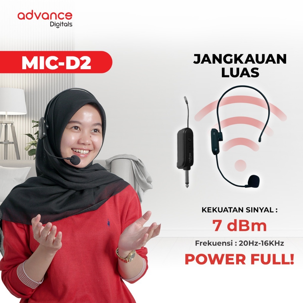 Advance Digitals MIC-D2  LED  Mic Wireless Mikrofon Clip On Garansi Resmi 1 Tahun Microphone