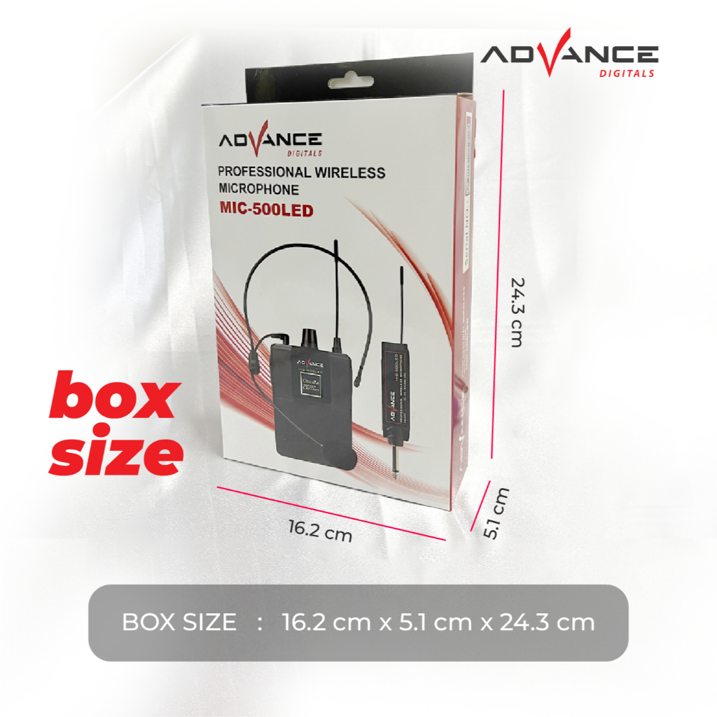 Advance Digitals MIC-500 LED  Mic Wireless Mikrofon Clip On Garansi Resmi 1 Tahun Microphone
