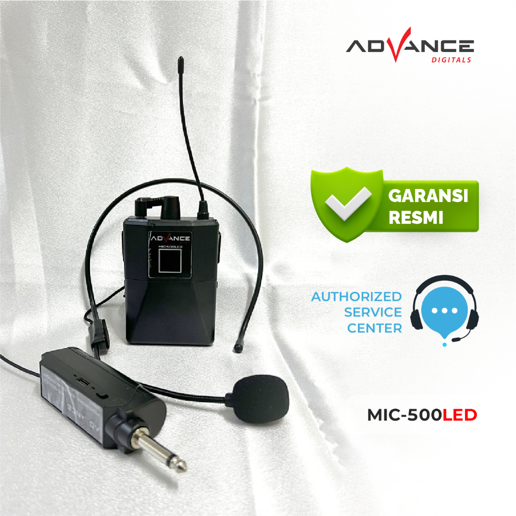 Advance Digitals MIC-500 LED  Mic Wireless Mikrofon Clip On Garansi Resmi 1 Tahun Microphone