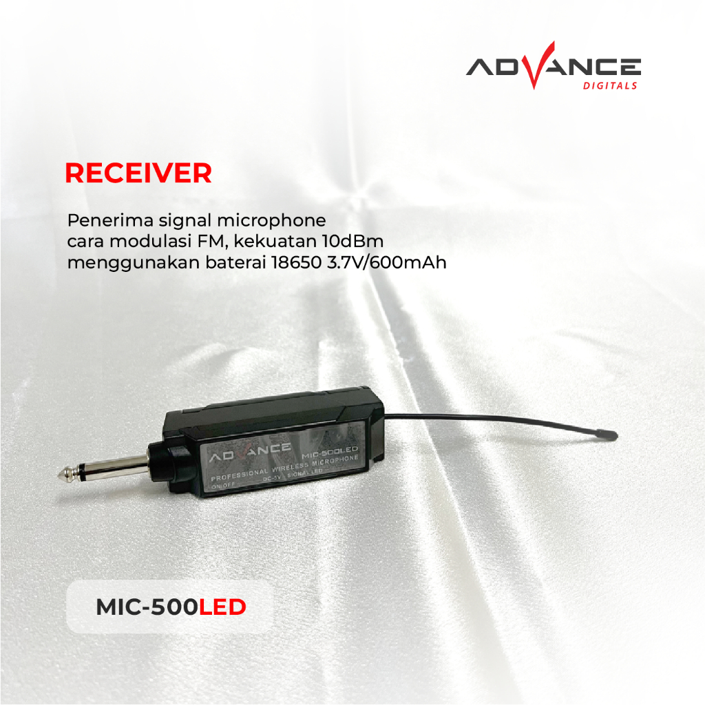 Advance Digitals MIC-500 LED  Mic Wireless Mikrofon Clip On Garansi Resmi 1 Tahun Microphone
