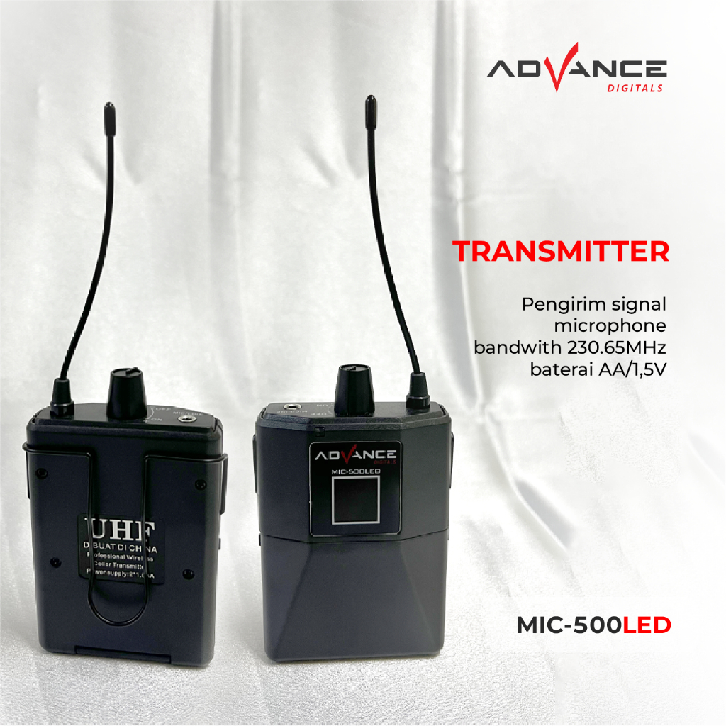 Advance Digitals MIC-500 LED  Mic Wireless Mikrofon Clip On Garansi Resmi 1 Tahun Microphone